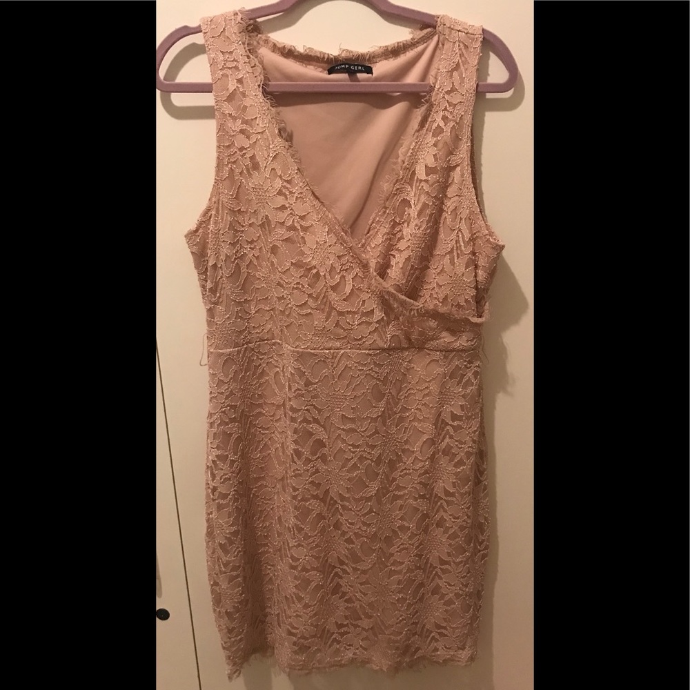 Pink Lace Detail Mini Dress